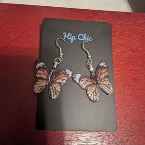 Sparkly Monarch Butterfly Earrings
